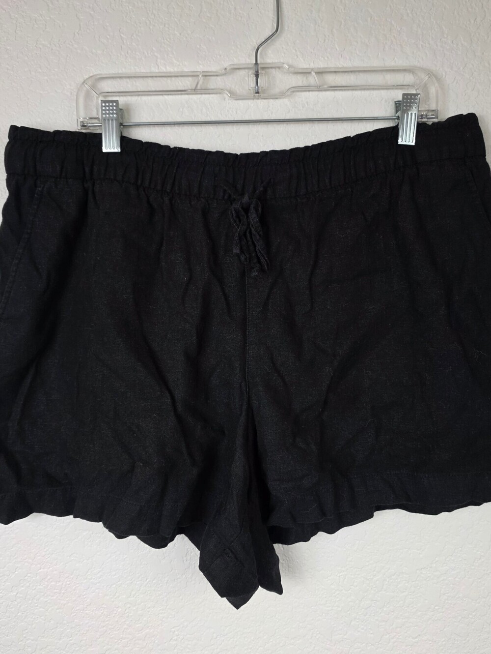 Linen XL Black Drawstring Shorts